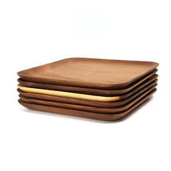 

Acacia wooden square 25cm wood plate without paint solid wood plate hotel restaurant plate