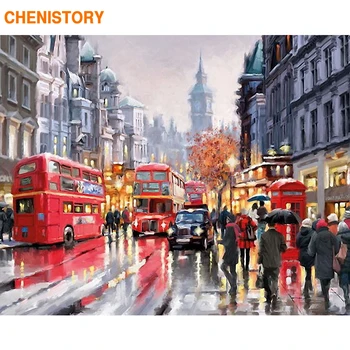 

Chenistory Paris Romantic Street Diy Painting By Numbers Modern Wall Art Canvas Hand Painted Oil Painitng For Home Decor 40X50Cm