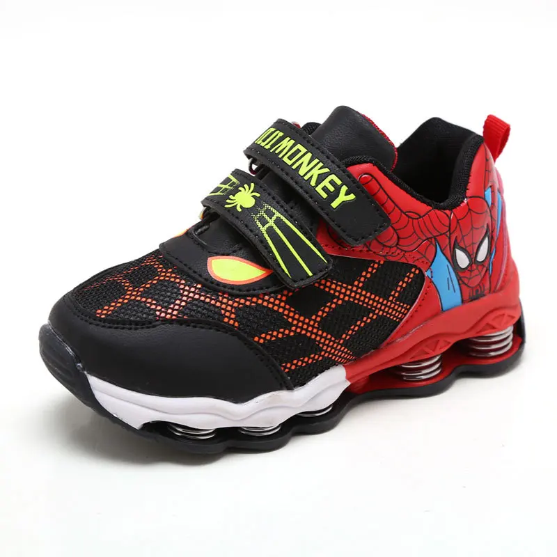 

JGSHOWKITO Fashion Boys Shoes Kids Sneakers Spiderman Shoes For Children Soft Sports Running Shoes Breathable Spider-Man 4-10 Yr