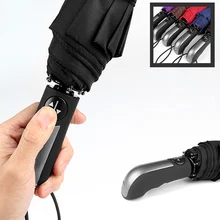 Fully-automatic Folding Automatic Umbrella Rain Women Male Auto Luxury Big Windproof Travel Umbrellas For Men Rain Black Coating
