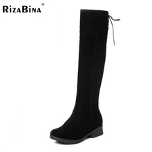 Femmes plat sur des bottes au genou de mode botte d’équitation chaud neige d’hiver botas militares chaussures marque chaussures P20219 taille 34-44