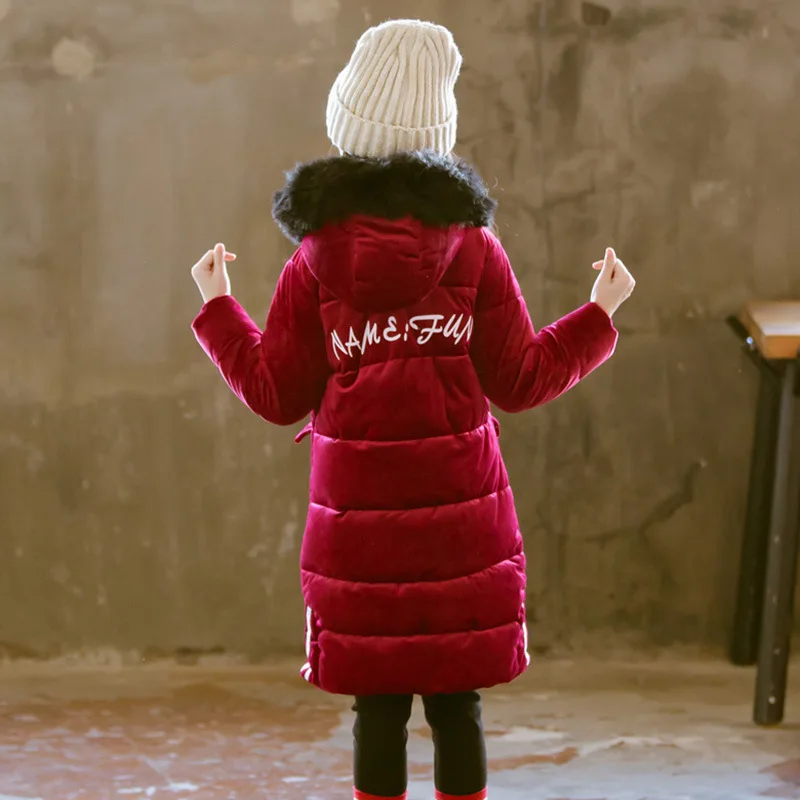 Girls Jackets Kids Fur Collar Kids Winter Fashion Outwear Hooded Warm Coats Girl 12 Years 13 14 Kids Fleece Jacket Windbreaker 4