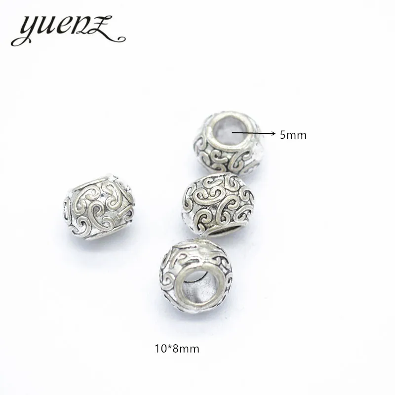 

YuenZ 10pcs Antique Silver Color big hole Beads Spacers Beads Fit European Charm Jewelry Accessories DIY Findings R85