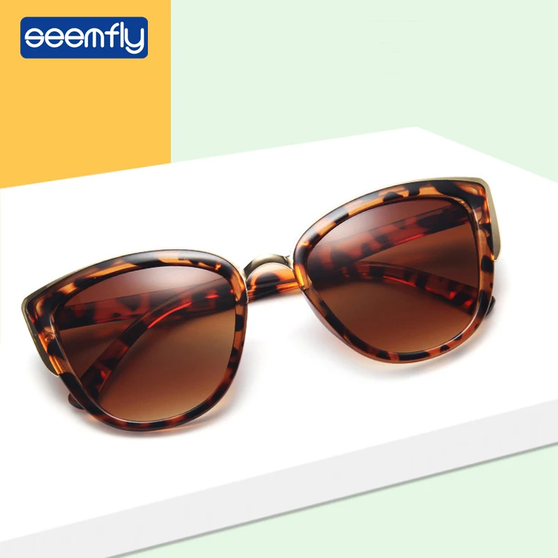 

Seemfly Fashion Cat Eye Sunglasses For Women Sunglasses Gold Plastic Brand Vintage Street Snap UV400 Male Female Sunglasses