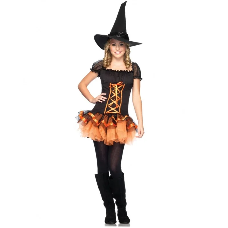 High Quality Witch Costume Halloween Women Short Dress Cosplay Women