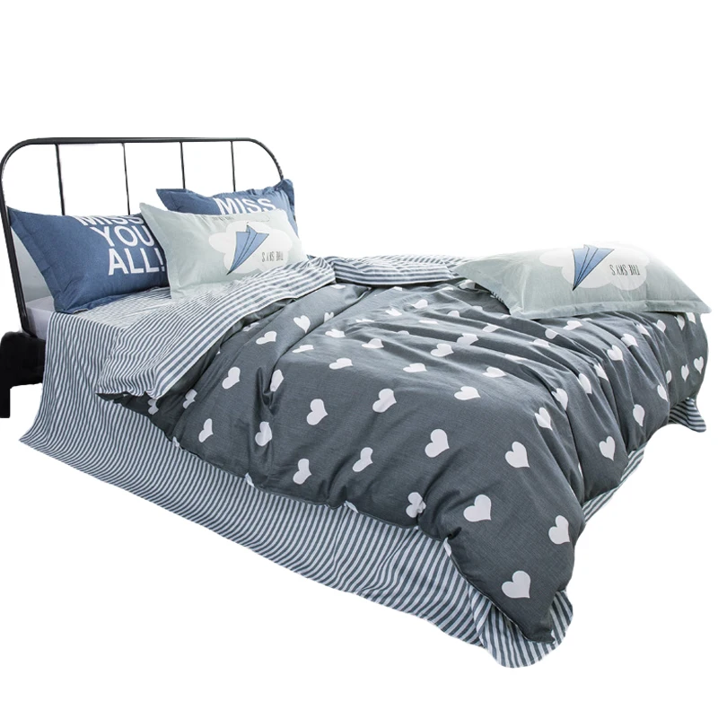 ARNIGU Modern style white heart pattern Bedclothes 100 Cotton Grey
