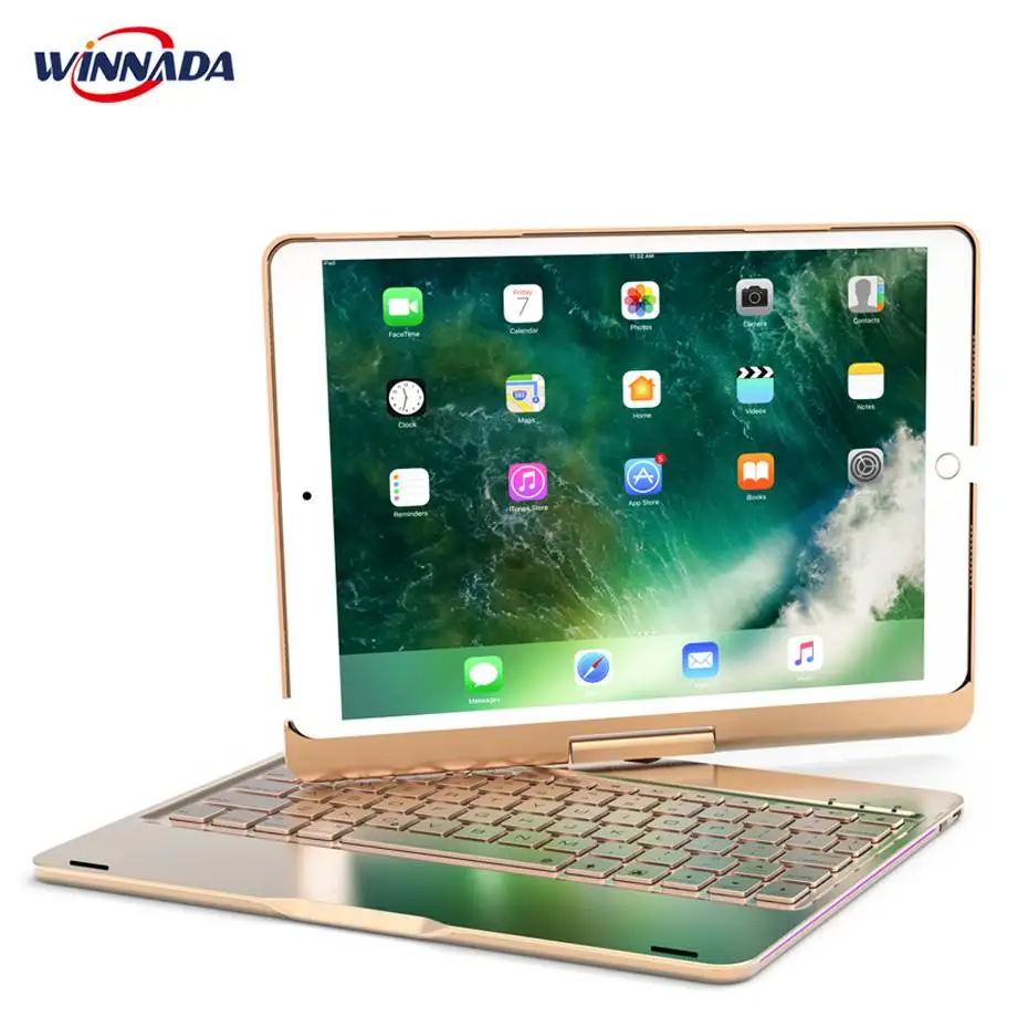 Case for ipad 2018 / 2017 / air / air 2 / Pro 9.7 inch with Backlit Bluetooth Keyboard 360 degree rotate full body cover
