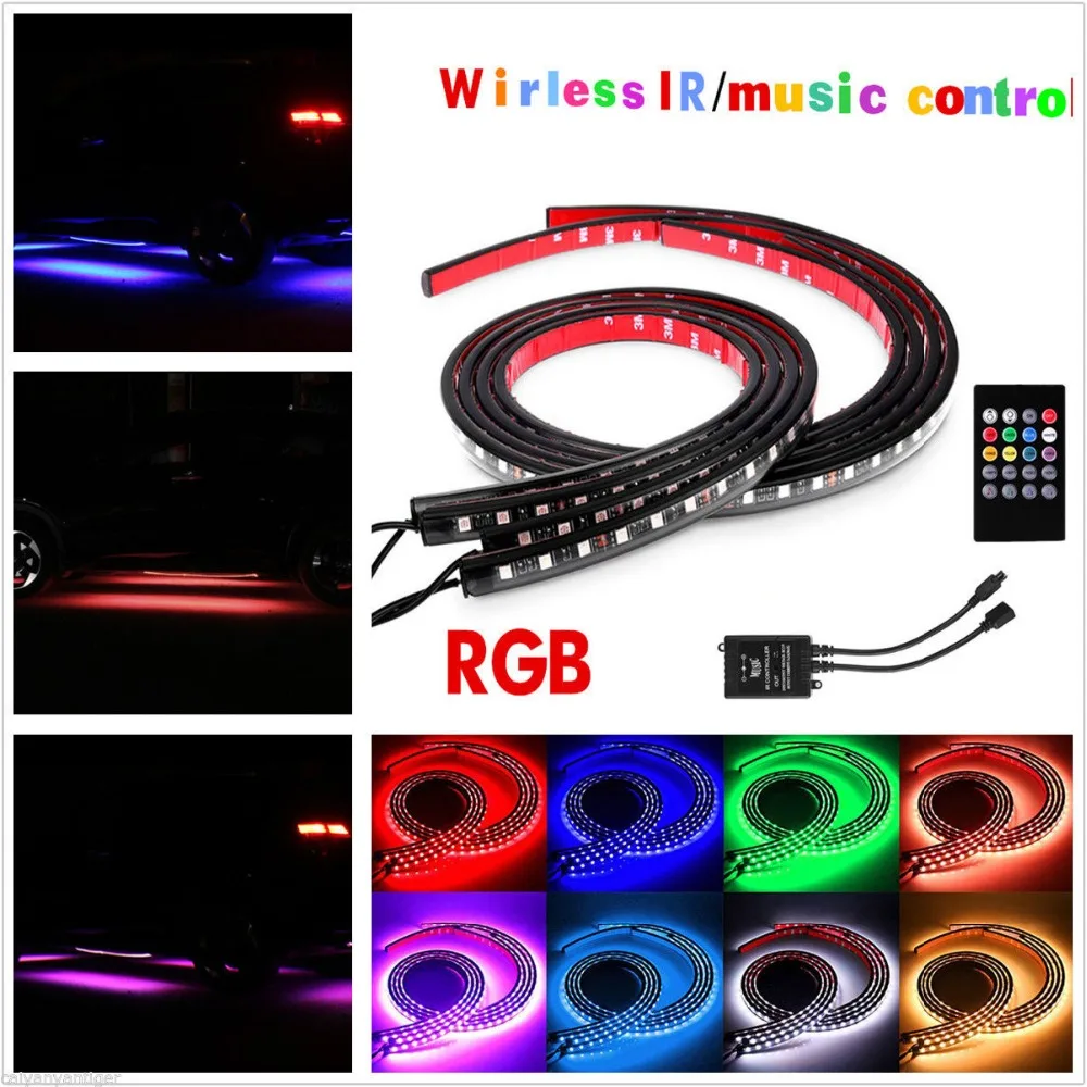 12V 7Color Music Control RGB LED Under Car Glow Underbody Neon Lights