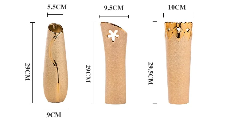 Tanie Luksusowa europa pozłacany wazon ceramiczny Home Decor kreatywny Design porcelanowy dekoracyjny kwiat wazon do dekoracji ślubnych