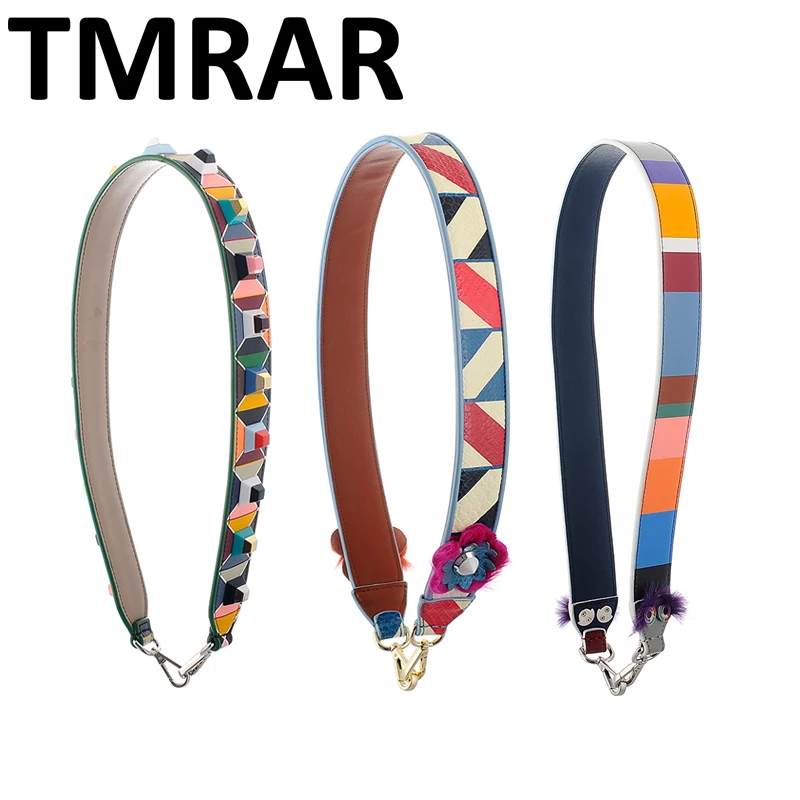 

New 2018 Genuine Leather geometric rivets handbag belt trendy design bags strap bag parts bag accessory easy matching M2016