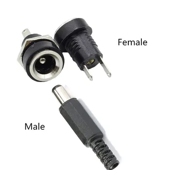 

10pcs(5pair) 2.1mm x 5.5mm Male Plug + Female Socket Panel Mount Jack DC Connector Jack Socket Adapter Connector