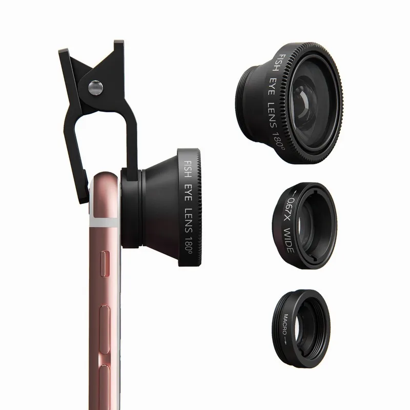 Fisheye Wide Angle Macro Lenses 3 in 1 Universal Mobile Phone Lens