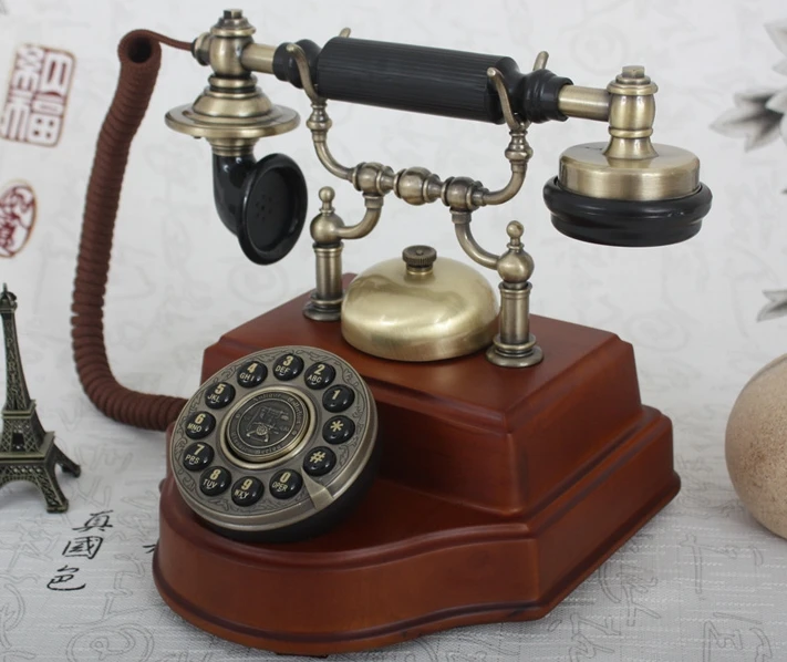 Pa1898TN модная Античная винтажный из цельного дерева технологии старомодные стационарный телефон