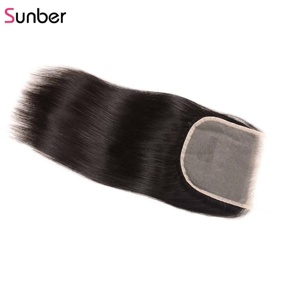 Sunber Hair прямые 5X5 Preuvian прозрачные волосы для наращивания наращивание 8-18 дюймов 100% Человеческие волосы remy HD закрытие