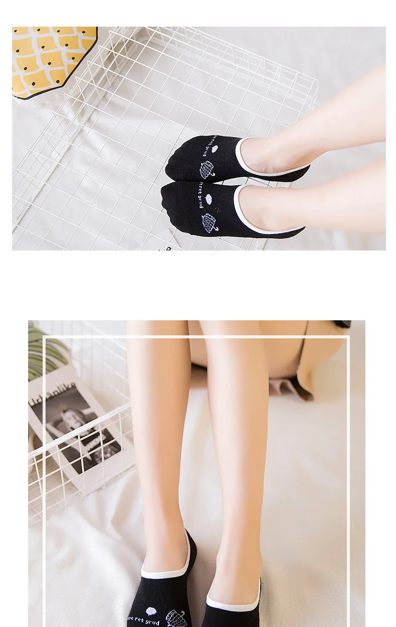 Летние хлопковые носки с изображением головы животных; женские носки-башмачки; невидимые тапочки из силикагеля; 1 пара = 2 шт.; ws120