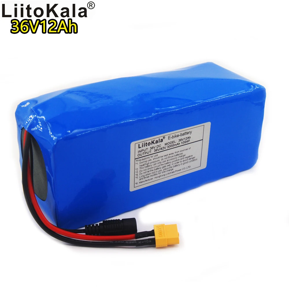 LiitoKala 36 V 12Ah литиевая батарея 18650 10S4P аккумуляторная батарея 12000 mAh большой емкости BMS XT60 интерфейс