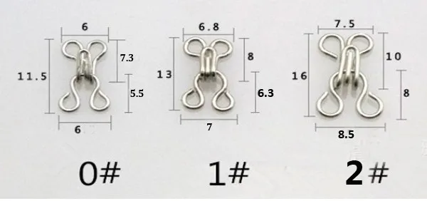 200 пар/лот 0/1/2# металлический латунный крючок+ глазные брюки юбка бюстгальтер нижнее белье Маленькие крючки серебро/черный HE-002