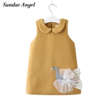 SundaeAngel/платье принцессы для девочек; осенние детские платья для девочек; зимние шерстяные плотные детские Вечерние платья из хлопка с рисунком павлина