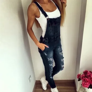 

Women's fashion denim Plus Size Overalls Denim Jumpsuit Fashion Strap Lady Bodysuit Backless Female Bodysuits Rompers 7.16