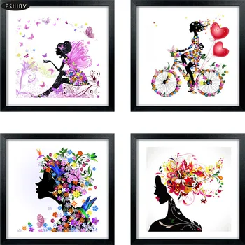 

Pshiny 5d DIY diamond embroidery cross stitch kit FULL round 3d Diamond painting Flower Fairy mosaic Needlework home Decor F547