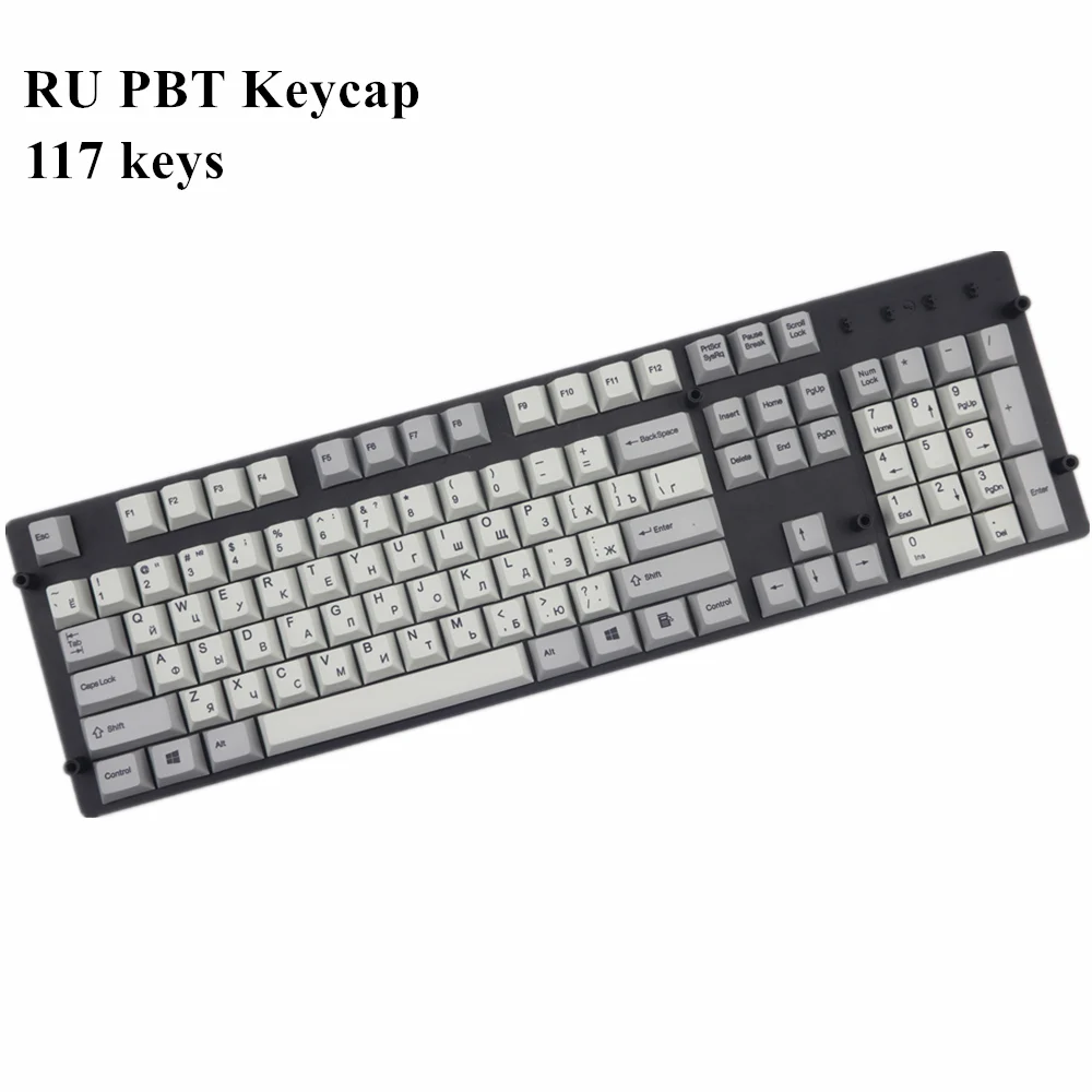 Pbt keycap механическая клавиатура keycaps 117 клавиш Вишневый профиль Горячая Сублимация черный шрифт russain