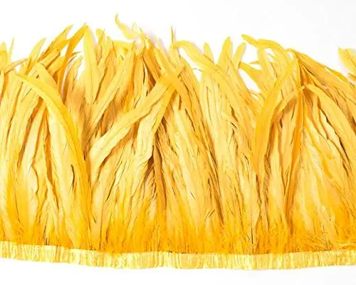 

Asia Ra Gold Yellow rooster tails feather trims 1 yard/lot 35-40cm coque feather fringe DIY cock tail feather strips for crafts