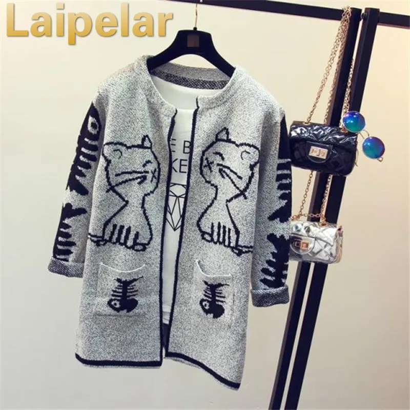 Laipelar 2018 جديد نجمة الموضة نمط بالأزرار الإناث البلوزات محبوك طويلة الأكمام ضئيلة النساء سترة سترة معطف