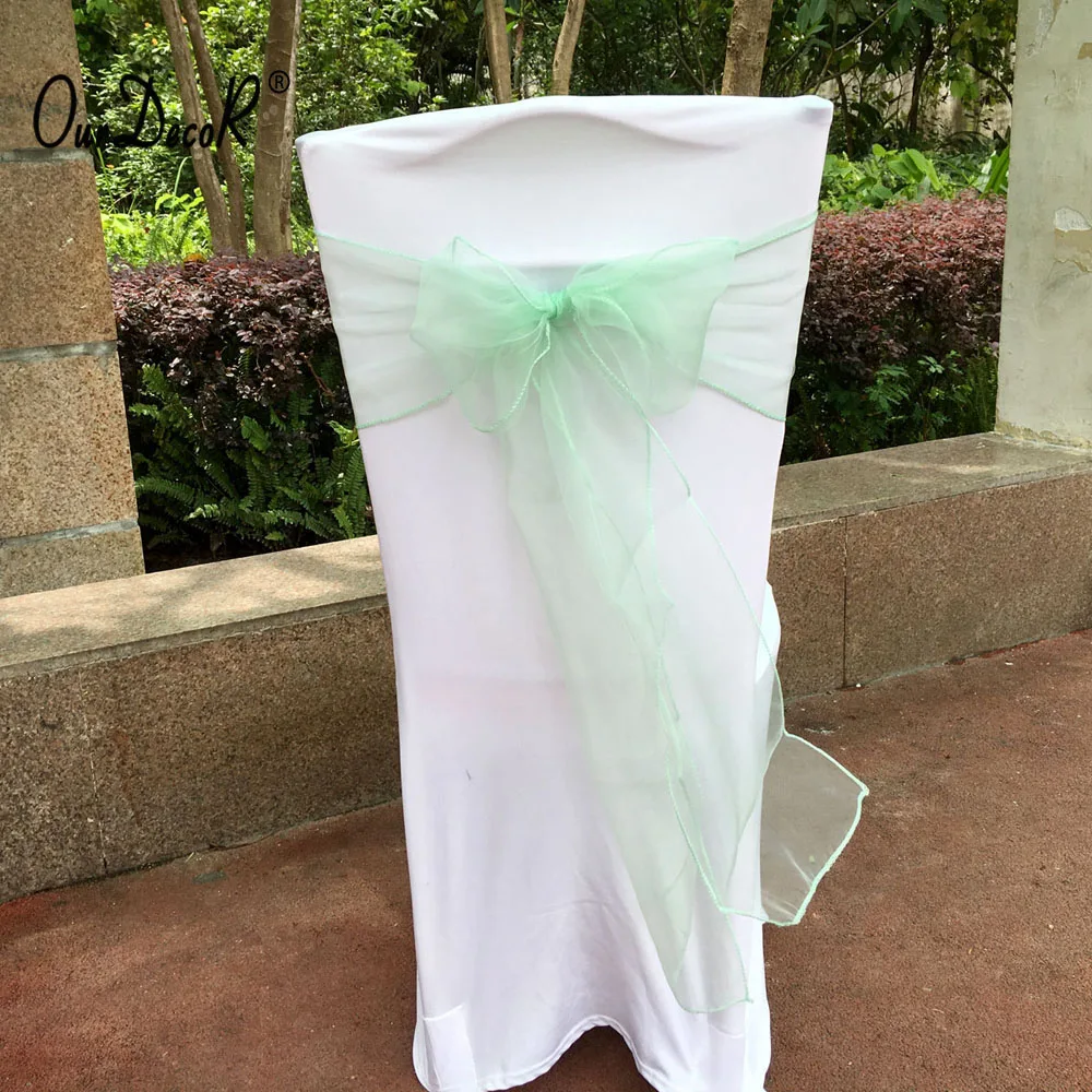 50 pieces/lot, Mint green Organza Sashes Chair Cover Bow Banquet