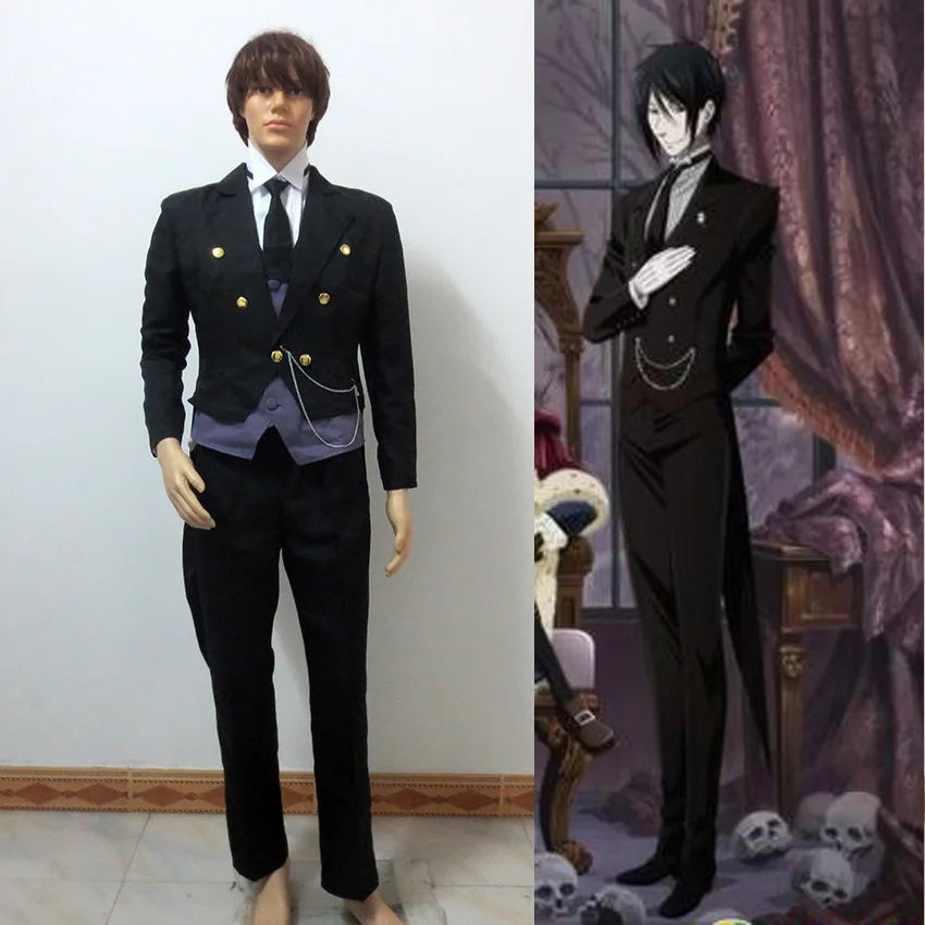 New Free Shipping Anime Black Butler 2 Kuroshitsuji Sebastian Cosplay ...