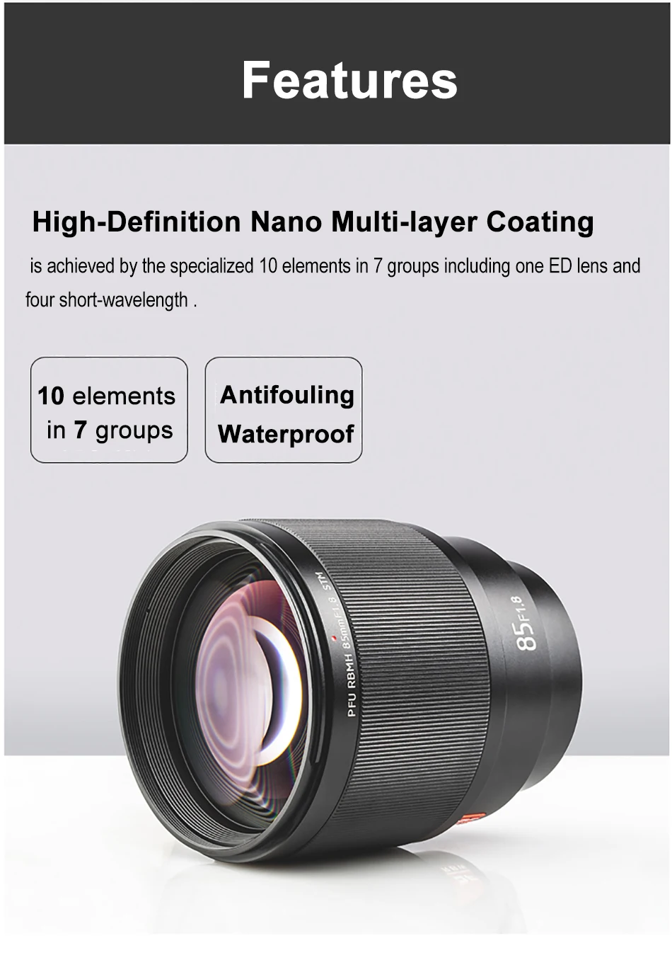 VILTROX PFU RBMH 85 мм F1.8 STM объектив для sony E крепление для sony ...