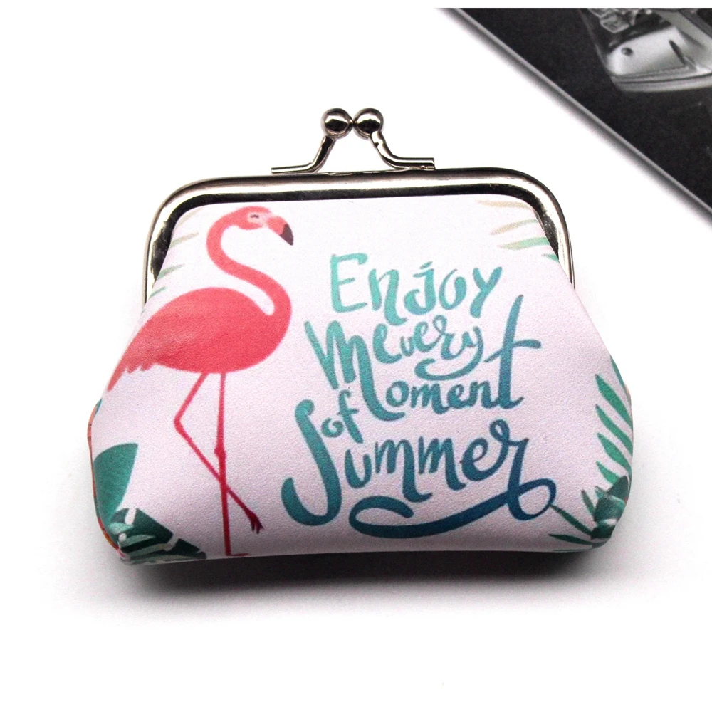 Flamingo 4 Винтажные женские кошельки с принтом для монет, Женский кошелек на застежке, женский клатч, Женский мини кошелек, сумка для денег, искусственная кожа, Carteira/5 - Цвет: Flamingo 4
