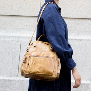 

Lady Multifunction Backpack Famous Brand Designer Women Backpack Girls Cowhide School Bags For Female shoulder crossbody