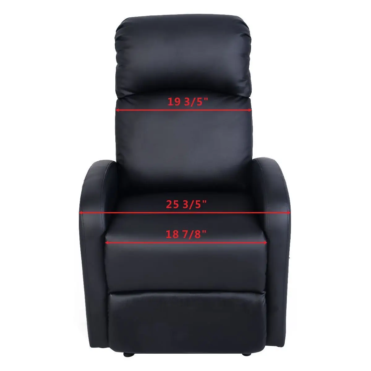Giantex Manual Recliner Sofa Chair Black Home Living Room Lounger Leather Sofa Seat Theater Leisure Recliner Single Sofa HW51431