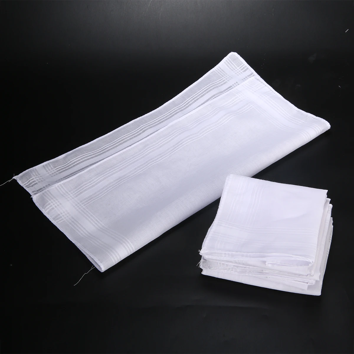 High Quality Cotton Handkerchiefs 5pcs Solid White Washable Pocket Square Hankie Hanky with Stripe Men 40*40cm Square