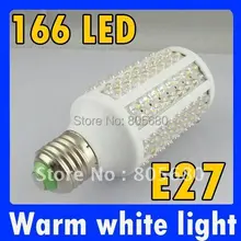 E27 10 Вт 166LED кукурузы лампа теплого белого света от 110-240 V E27