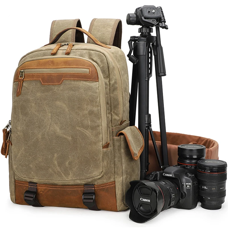 

Camera Bag Canvas Backpack Waterproof Photography Outdoor Wear-resistant Large Camera Photo Lens Backpack for Canon/ Sony/Nikon