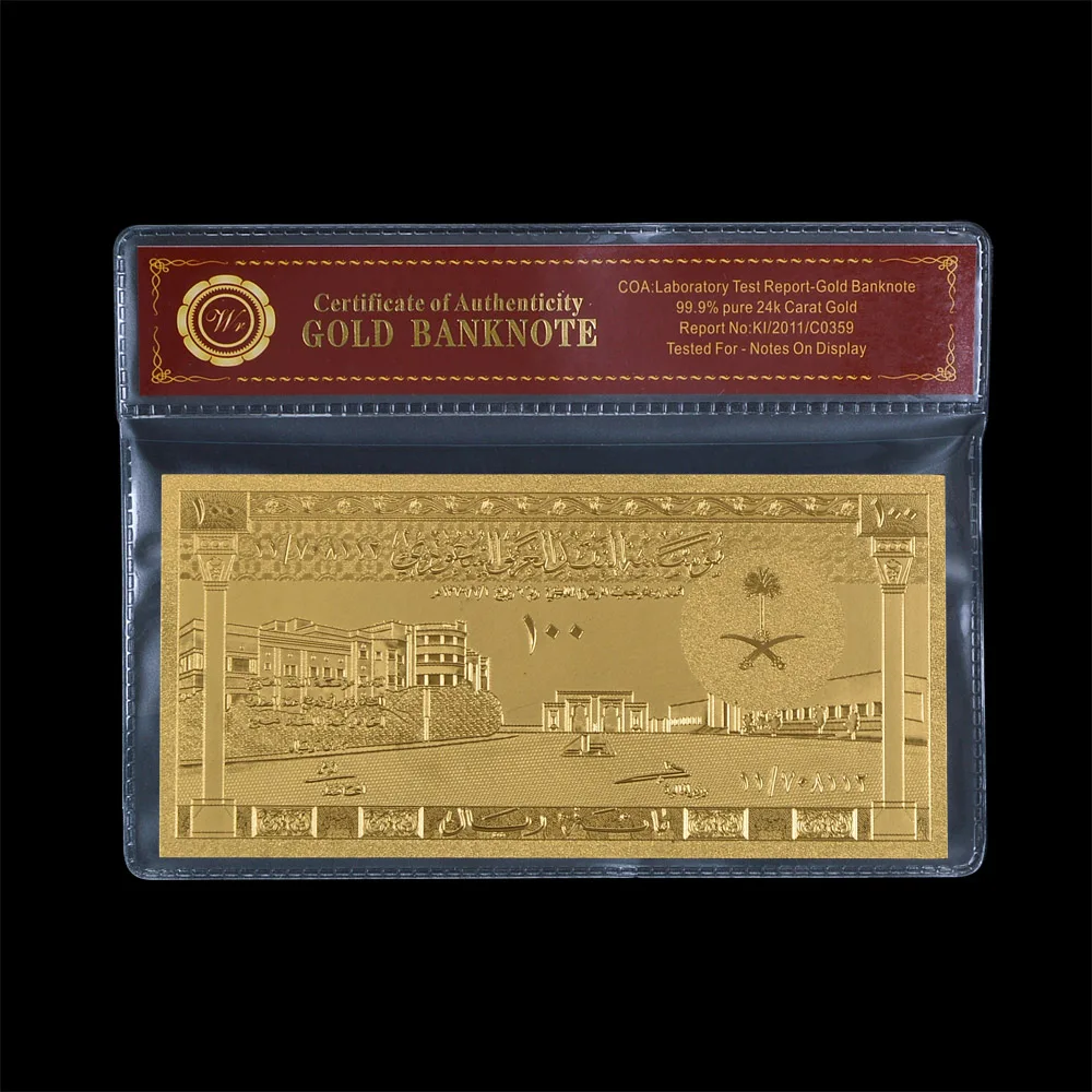 1961 Саудовская Аравия 100 риялов Чистый золотой счетчик банкнот с COA бизнес подарок в пластиковой рамке
