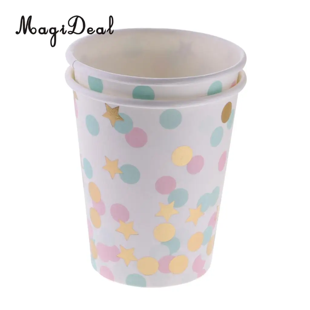 50 Sets Polka Dots Star Paper Plates Cups Baby Shower Birthday Wedding Party Dinner Disposable Tableware