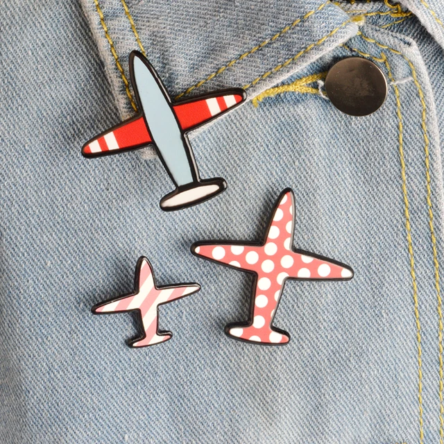 3pcs/set Cartoon Wave Point Stripe Aircraft Plane Metal Brooch Pins Collar Butto 3pcs/set Cartoon Wave Point Stripe Aircraft Plane Metal Brooch Pins Collar Butto