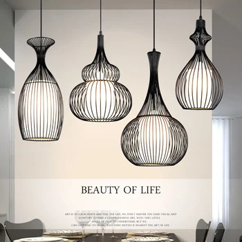 

Vintage industrial pendant lights modern led retro cage light E27 pendant wrought iron lamp dining room bar hanging lighting