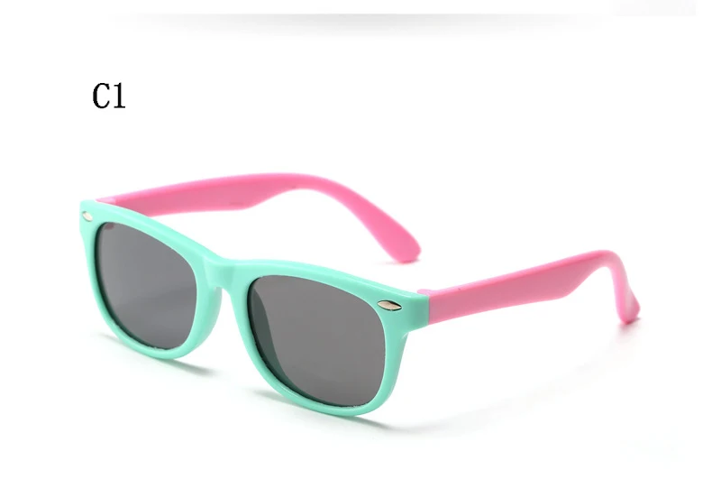От 3 до 12 лет очки детские квадратная силиконовая форма рамки риса дизайн ногтей Модные поляризованные солнцезащитные очки для мальчиков и девочек, UV400 в 23 цветах