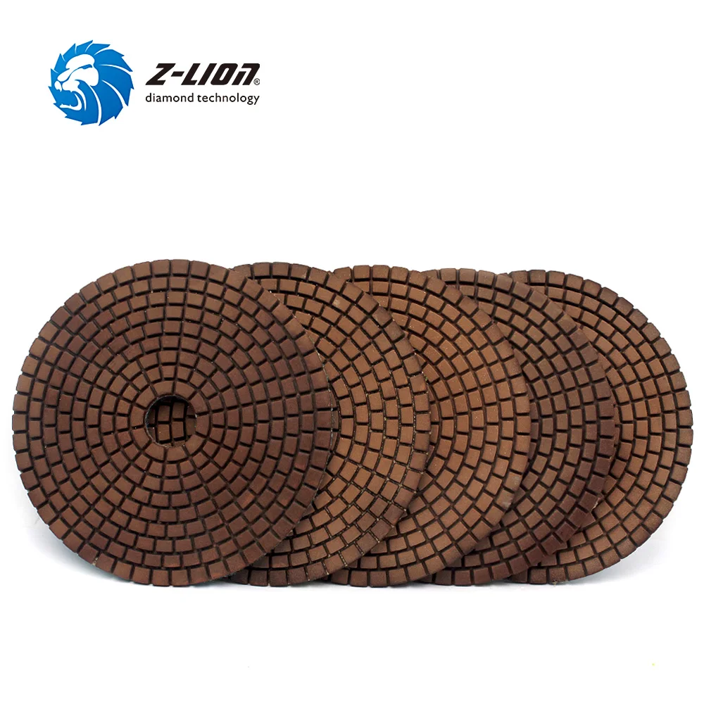 

Z-LION 5" 5 Pcs Diamond Polishing Pad Metal Copper Filling Grinding Disc Wet Use Diamond Abrasive Tool For Stone Polishing