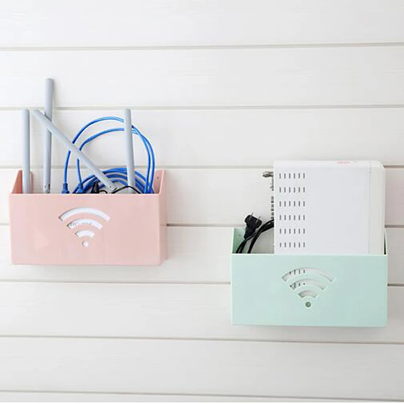 

Plastic Hang Wall Cable Router Storage Protection Boxes Multifunction Debris Book Storage Holder Home Sundries Storage Bracket