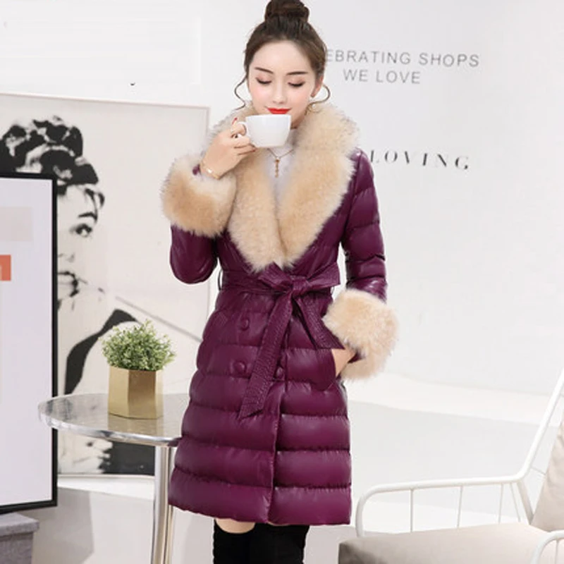 Veste Nouvelles gray Femmes Femelle Mode En Pink D'hiver Cuir Mince red Fourrure Parker purple Manteau 2017 Plume army Yz367 Plus De black Coton Qualité Taille Col Chaud Haute La Green wXdxAqx5C