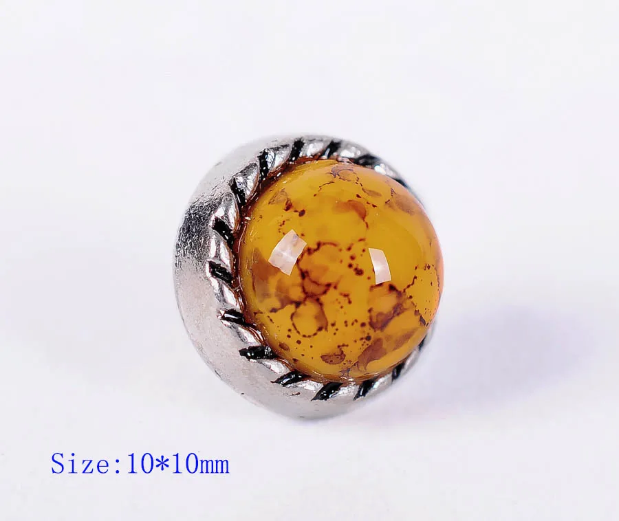 

10PC 10MM YELLOW TURQUOISE WESTERN SLIVER ROPE LEATHERCRAFT CONCHOS Rivet STUD