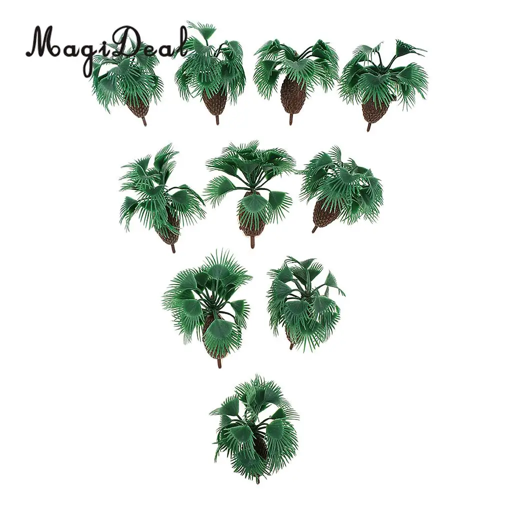 MagiDeal 10Pcs Plastic 1/100 Scale Palm Tree Model Train Railway Railroad Scenery Miniature Scene DIY Model Building Props 6cm