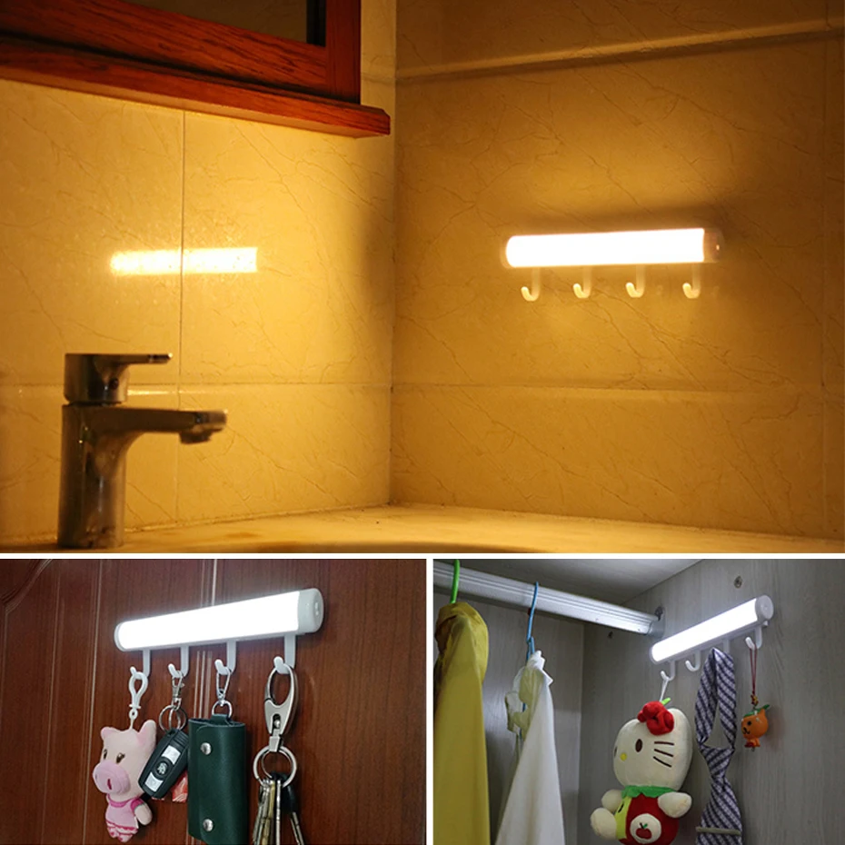 LED bajo gabinete luz PIR Sensor de movimiento Cocina lámpara 12 LED 220mm luz de la noche para el armario del armario de la Cocina luces Led