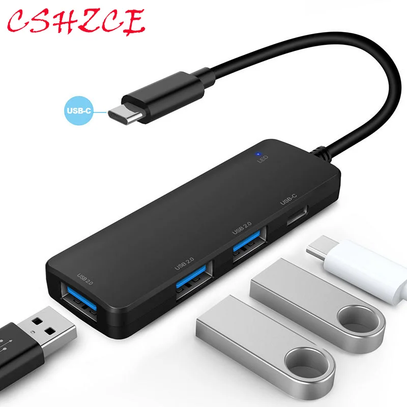 

4 Port USB Hub Type C OTG Charging Adapter For smartphone Tablet PC Macbook Laptop Accessories Drop Shipping 6J13