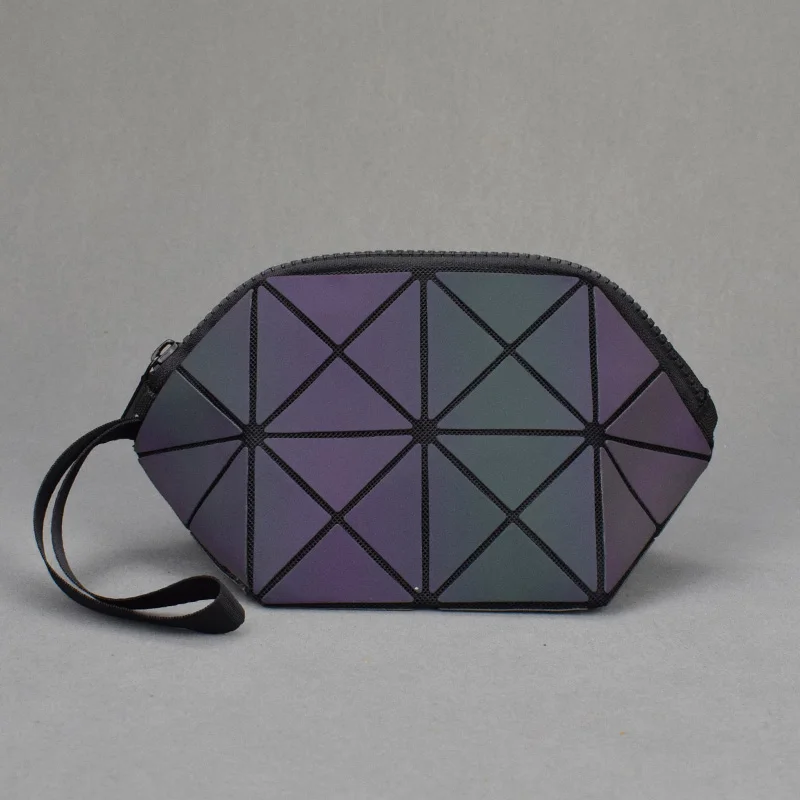 

New 2019 Geometric Luminous Make Up Cosmetic Bag Women Fold Travel Organizer Makeup Bag Pouch Storage Bags Beauty Cases neceser