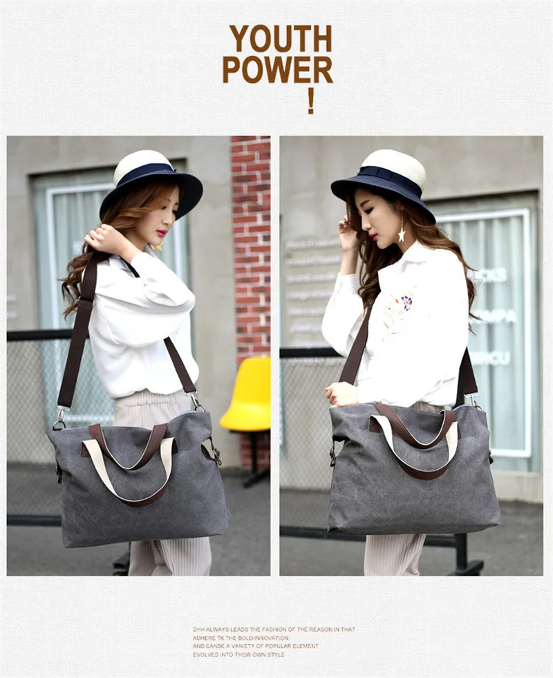 Women Canvas Handbags High Quality Female Single Shoulder Bags Crossbody Bag Vintage Solid Multi-pocket Lady Totes Bolsas SS7376 (19)